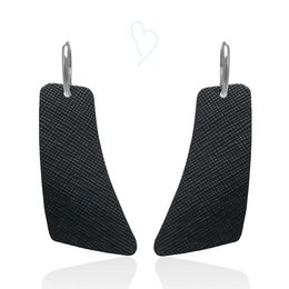 Leather earrings 'Flair' Bizarre Black, drop earrings in black, gold-plated sterling silver, and silver colors.