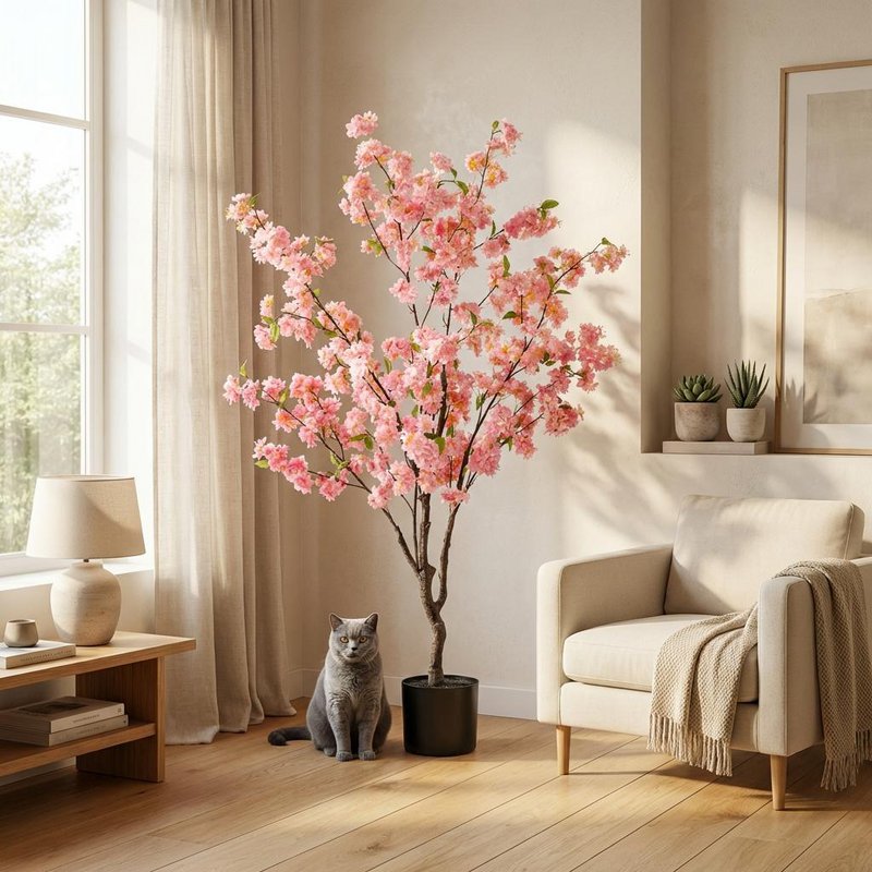 Kunstig plante - Prunus - Kirsebærblomst - Pink - 135cm