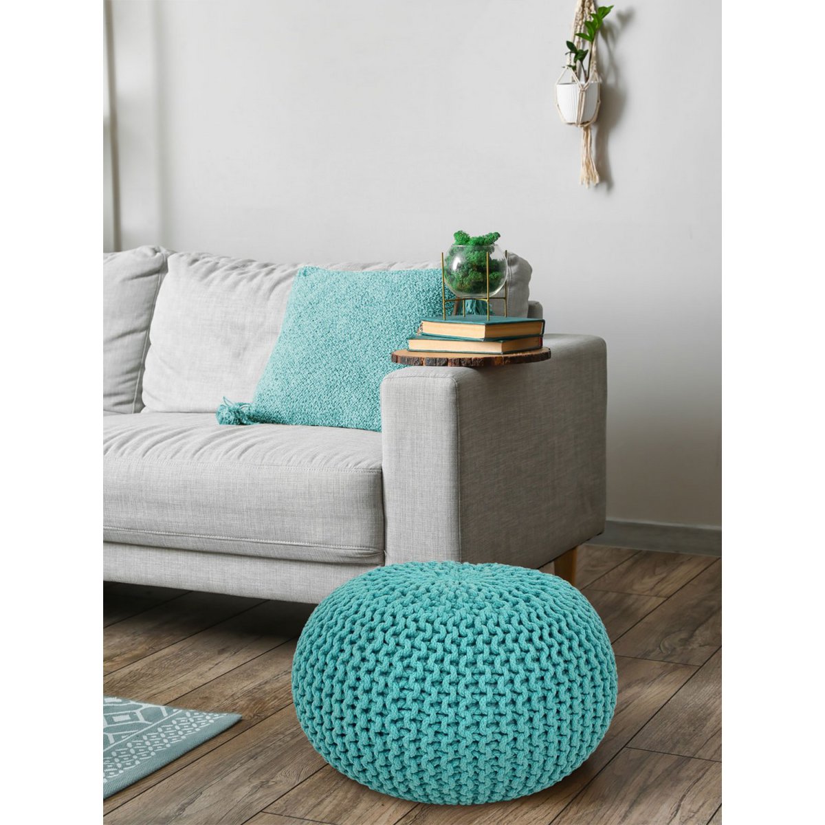 Brei -ontlasting pouf Ø 45 H 30 cm cm stoel pouf breien vloer kussen