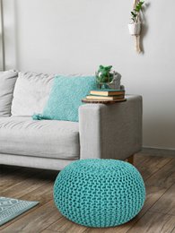 Knitted stool pouf Ø 45 H 30 cm cm seat pouf knitted floor cushion