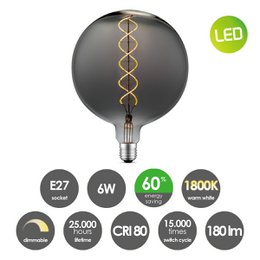 Home Sweet Home dæmpbar LED Globe Spiral E27 G180 6W 180lm 1800K guld