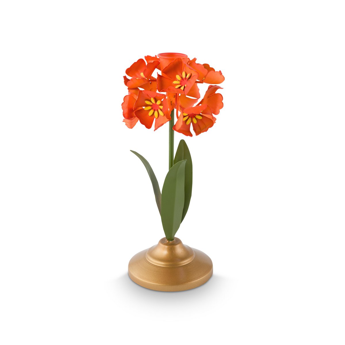 Candle Holder Metal Flower Orange 22.5cm