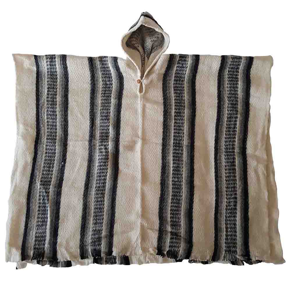 Poncho Alpaca Bianco - Prodotto in Ecuador