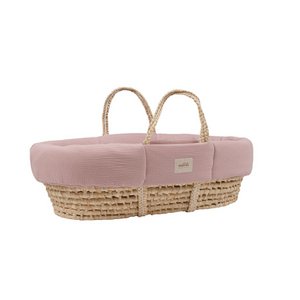 MUSLIN PADDED MOSES COVER DUSTY PINK