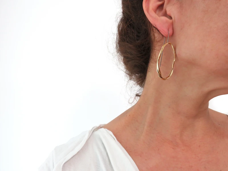 Pendientes colgantes de bronce oxidado – Escultórico orgánico