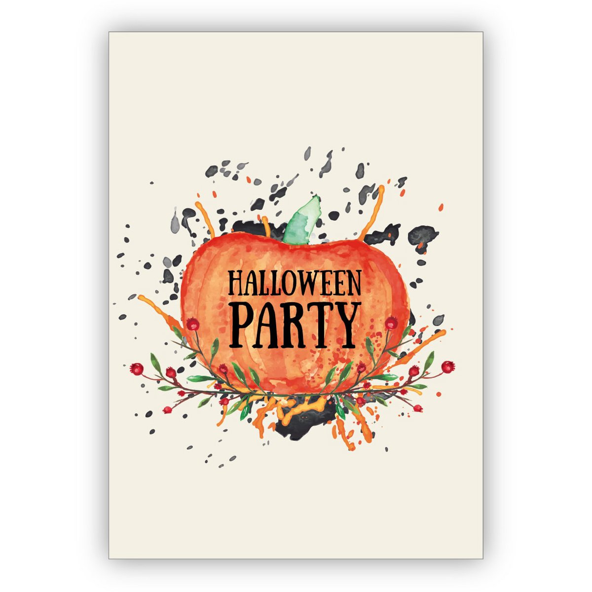 Halloween Artistic Invitation Card with Pumpkin: Halloween Party