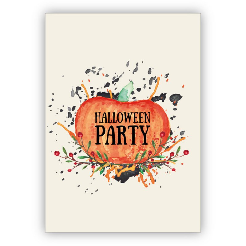 Halloween Artistic Invitation Card with Pumpkin: Halloween Party