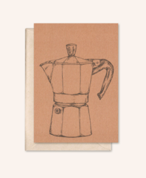 Sustainable card + envelope | Moka Coffee Pot | Peach
