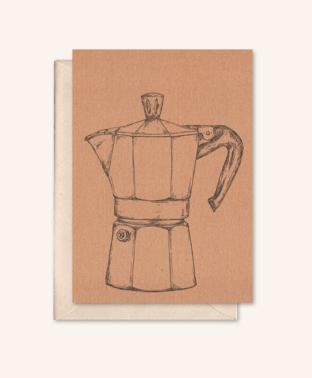 Sustainable card + envelope | Moka Coffee Pot | Peach