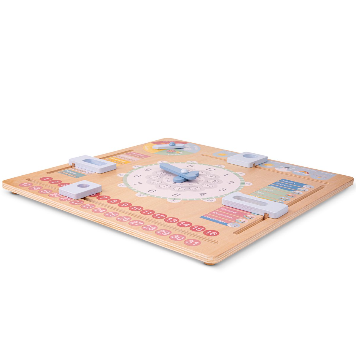 Horloge calendrier en bois