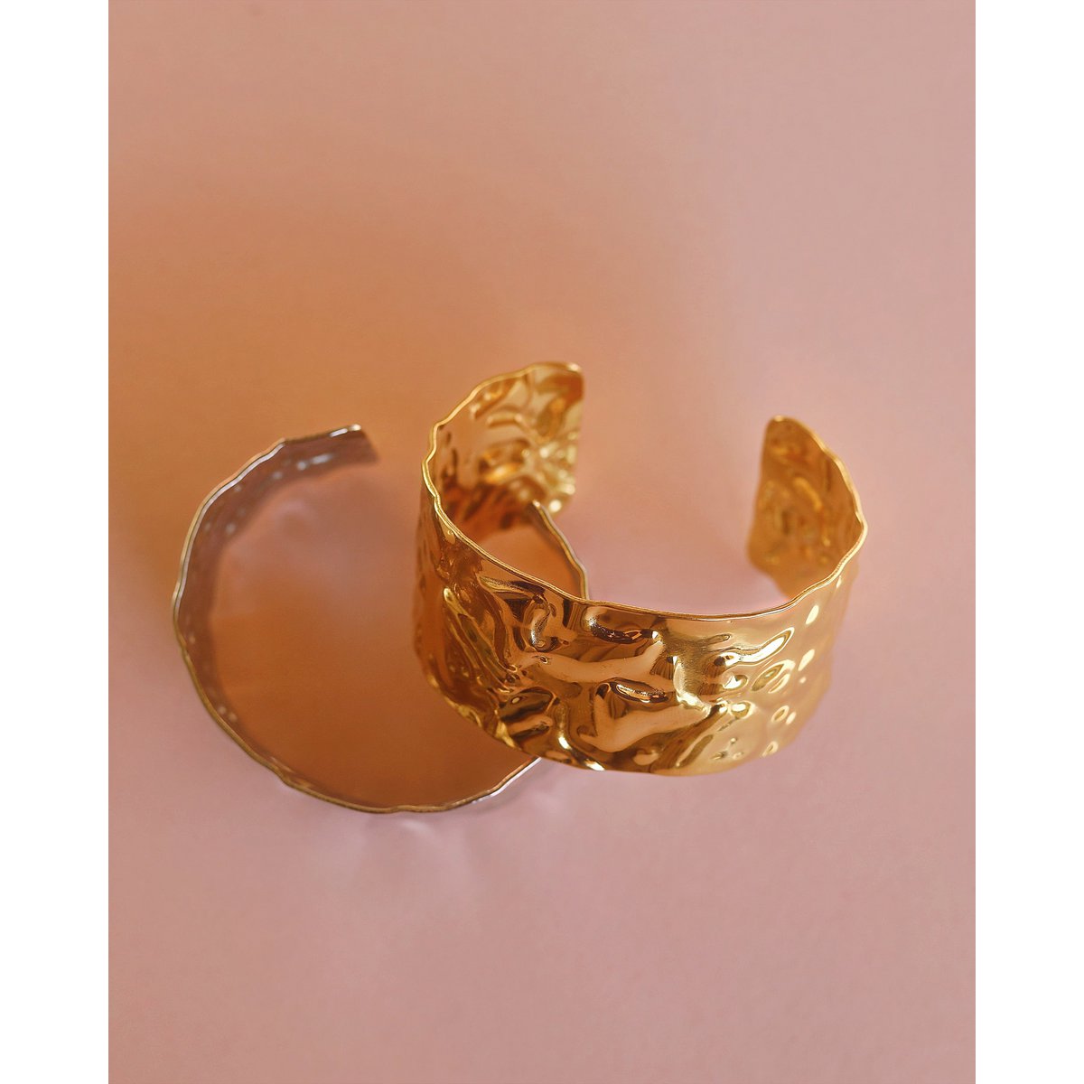August - Hammered Wide Cuff Bracelet