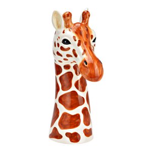 Vase giraffe head made of ceramic, beige/brown (W/H/D) 11x30x18cm