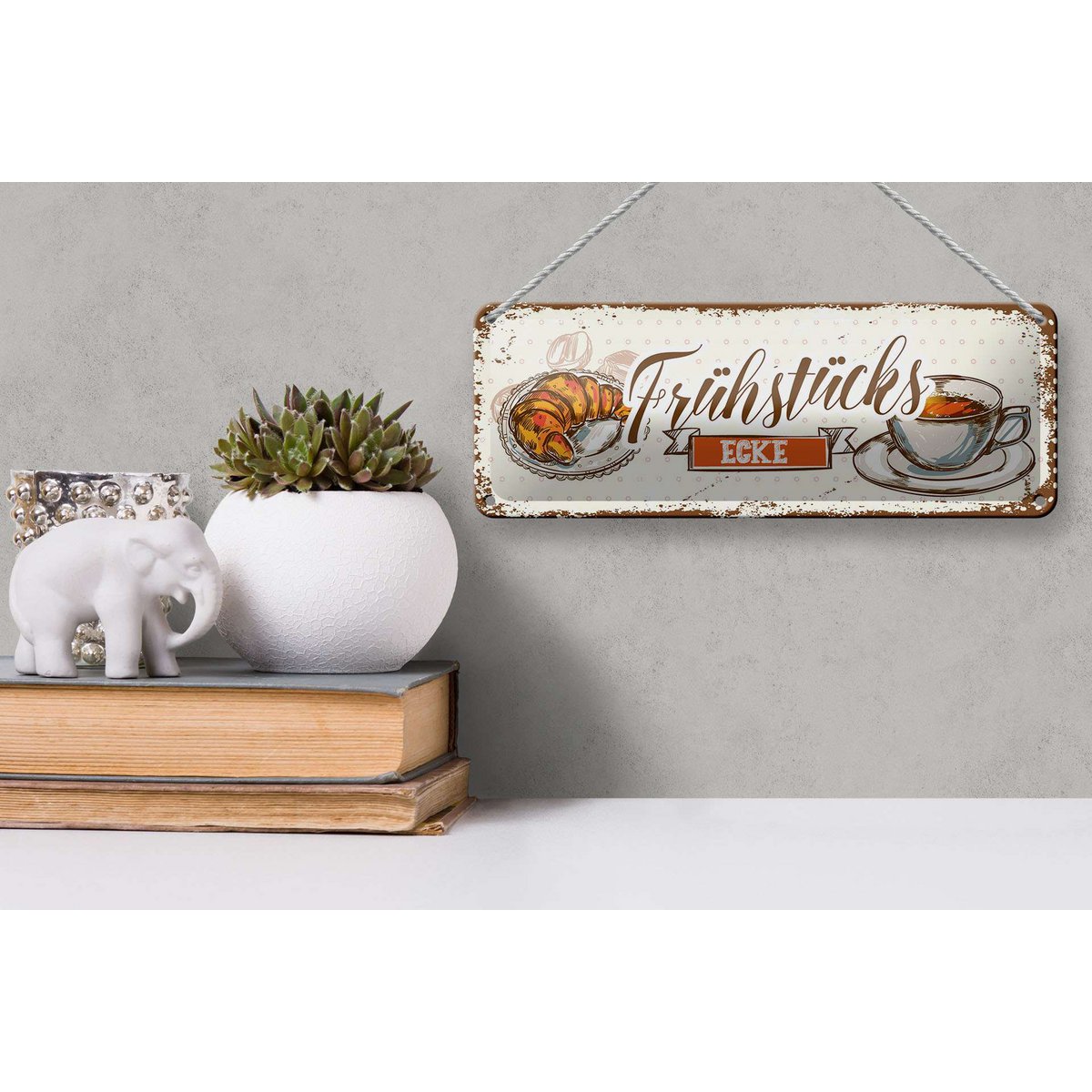 Blechschild Hinweis 27x10 cm Frühstücksecke Deko Schild