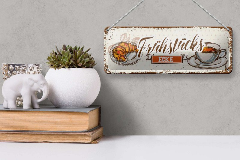 Blechschild Hinweis 27x10 cm Frühstücksecke Deko Schild