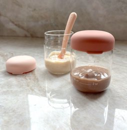 Food Storage Jar Set in Borasilicate Glass 180 ml - Blush / Terracotta