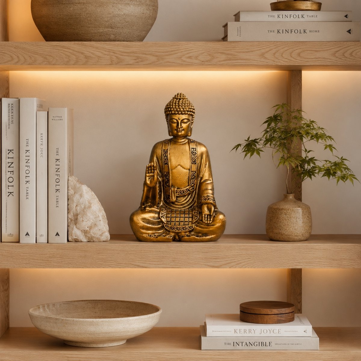 Statua di Bodhi in oro - Decorazione Zen e Feng Shui - Per creare un'atmosfera rilassante e spirituale - Idea regalo fortunata