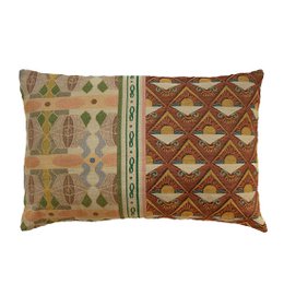 NIN-NIT | Cojín Nouveau de Soleil | 100% algodón tejido | cojín decorativo con soles, mosaico, estampado de naturaleza | marrón | beige | rosa | verde | amarillo | 40x60cm