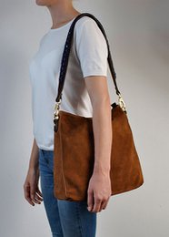 BOHO IBIZA BAG - Saphirblauer Schultergurt (70cm) + Wildledertasche (Cognac)