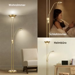 Lampadaire LED Uplight R7s + G9 de Home Sweet Home - Or Classique/Bronze