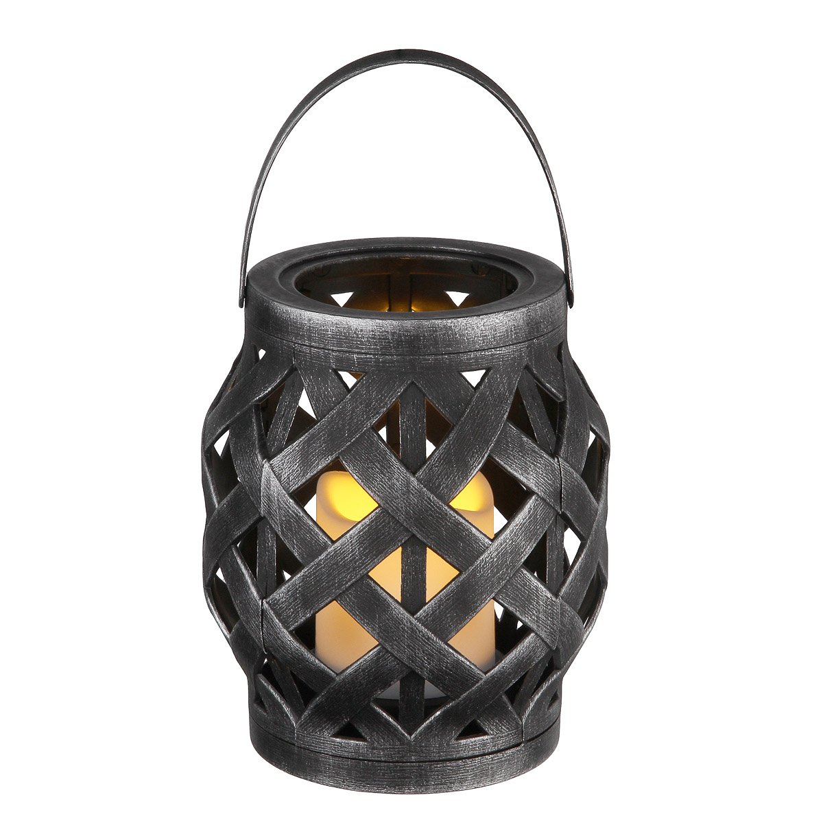 Bamboe lantaarn incl LED kaars -zwart