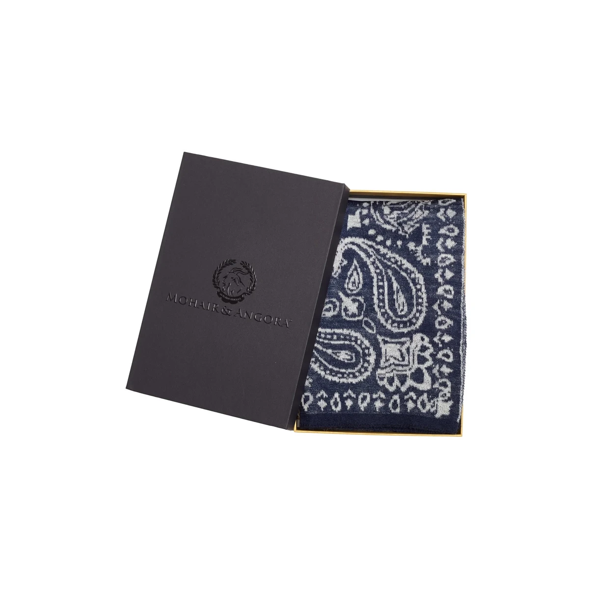Mohair Pera Foulard (Navy-Beige)