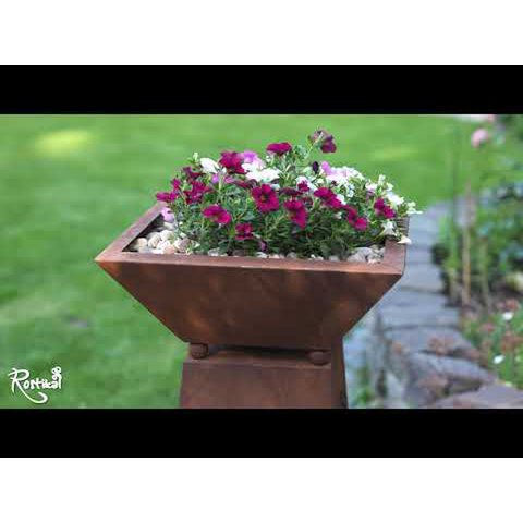 Colonna decorativa in metallo con denti di leone e ciotola profonda per piante 35 x 35 cm