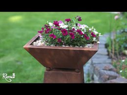 Colonna decorativa in metallo con denti di leone e ciotola profonda per piante 35 x 35 cm