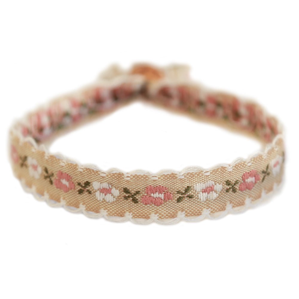 Woven bracelet Cotton Flower Beige