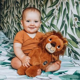 Grande marionnette lion douce, rembourrage en matière recyclée, lavable en machine, idée cadeau parfaite, hauteur 40 cm