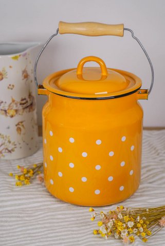 Emaille Milk Can Colka Dot Senf 3,3 l Isabelle Rose