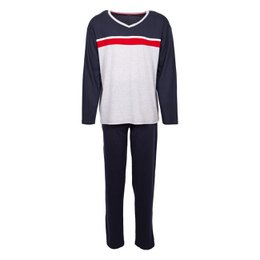 Men's Pyjama Set - Long Sleeve - Navy/Grey/Red