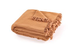 Plaid coton SUZETTE 130x160cm, taupe