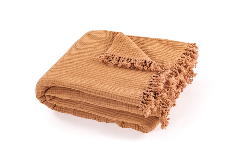 Plaid coton SUZETTE 130x160cm, taupe