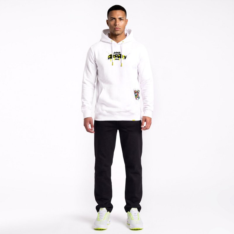 Weißer Kapuzenpullover mit Teddybär-Aufdruck