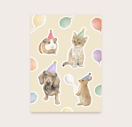 Postal de fiesta de mascotas