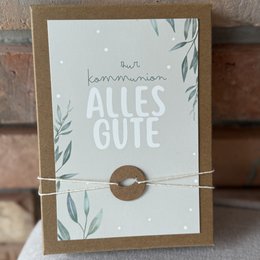 Coffret cadeau de communion avec cordon, pendentif et pochette pour cadeaux monétaires