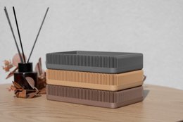 Modern Ribbed Square Organizer in Earthy Tones – Minimalist Desk, Vanity, or Home Storage Solution, Minimalist Modern Office Design Decor