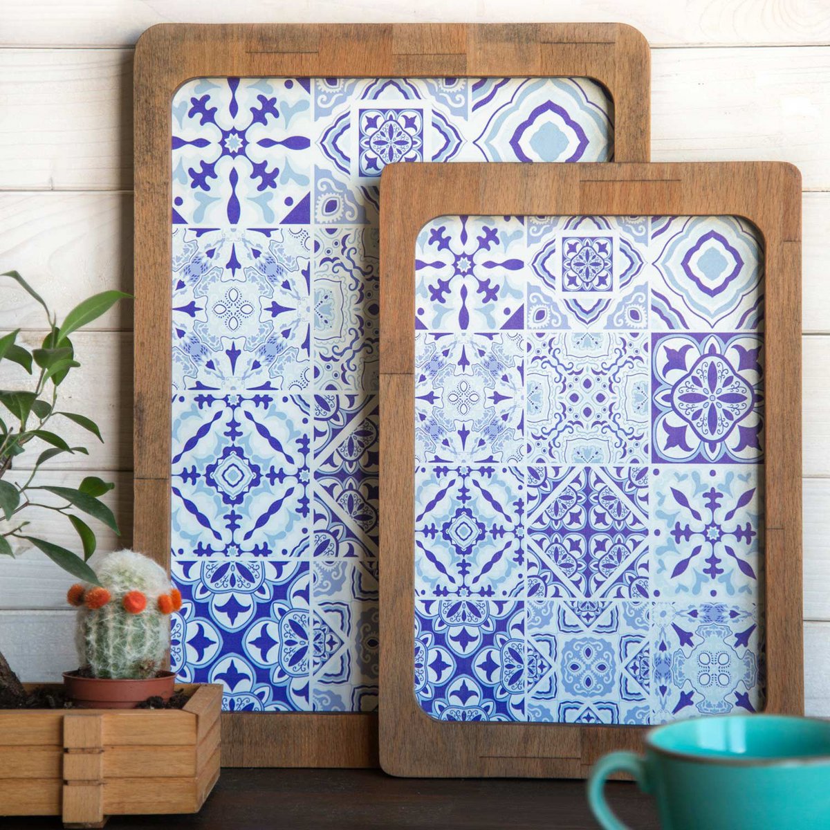 Joy Kitchen wooden trays - Retro Mavi | Set of 2