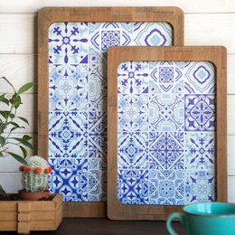 Plateaux en bois Joy Kitchen - Retro Mavi | Lot de 2