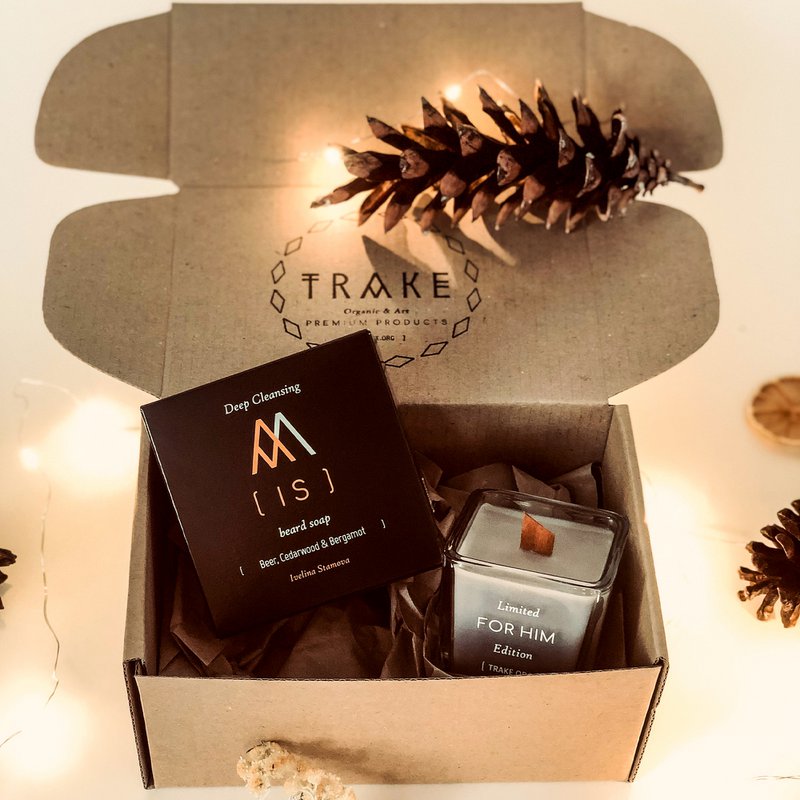 SOAP AND CANDLE KIT FOR HIM (BEARD SOAP AND MAN FRAGRANCE CANDLE)