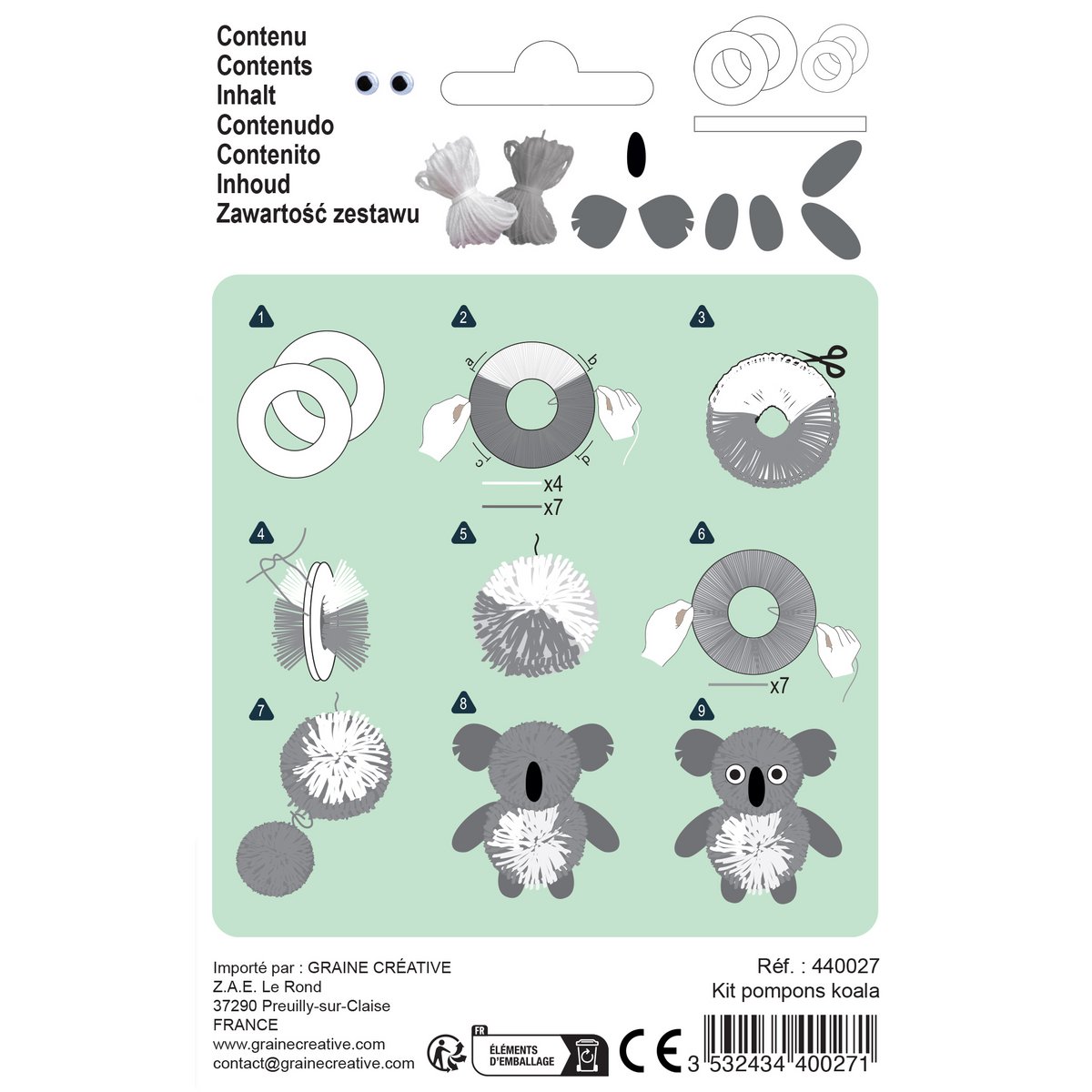 DIY POMPON SÆT - KOALA