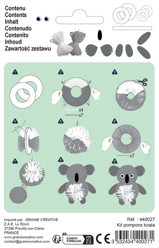 DIY POMPON SÆT - KOALA