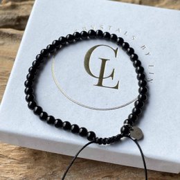 Power Bracelet Black Agate - Gemstone - Bead bracelet - Beads 4mm