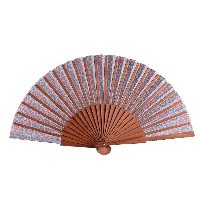 Al-Andalus Tilework Satin Hand Fan Zaida 23 cm