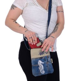 Sunsa Damen Umhängetasche. Schultertasche in Maritim Stil. Handtasche aus Canvas ( Segeltuch). kleine Crossbody Tasche für Frauen.