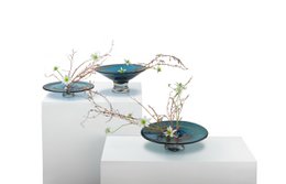 round conical vase or bowl, deep ink blue color: ALAIN