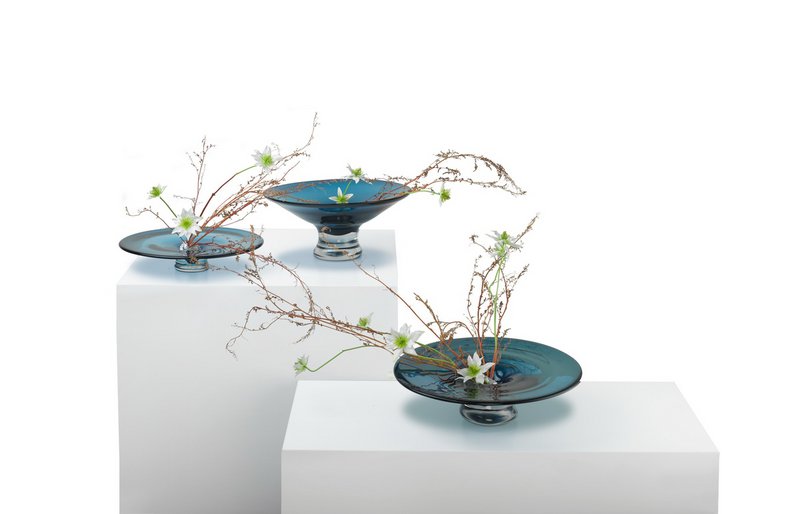 round conical vase or bowl, deep ink blue color: ALAIN