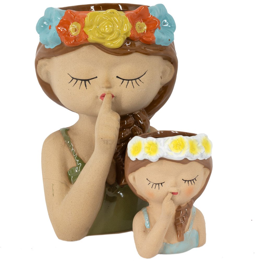 Pottery vase girl with flower wreath