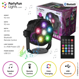 6 LED - PAR - Disco Lamp - Party Speaker - with remote control