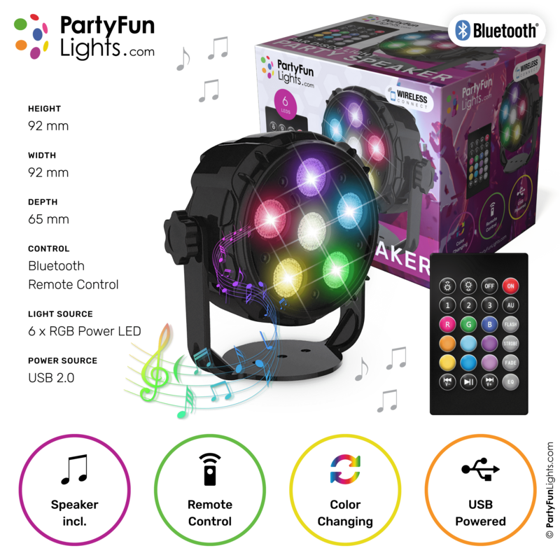 6 LED - PAR - Disco Lamp - Party Speaker - with remote control